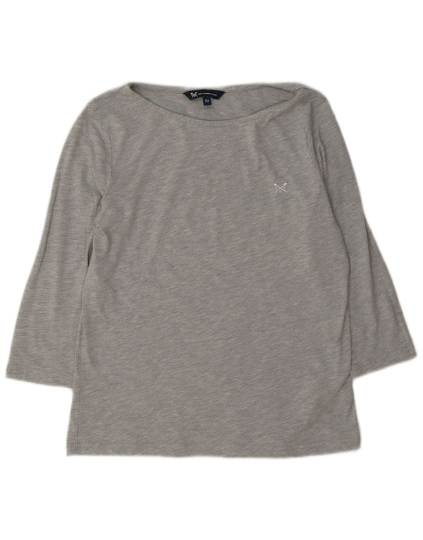Crew Clothing Top da donna manica 3/4 UK 10 piccolo poliestere grigio