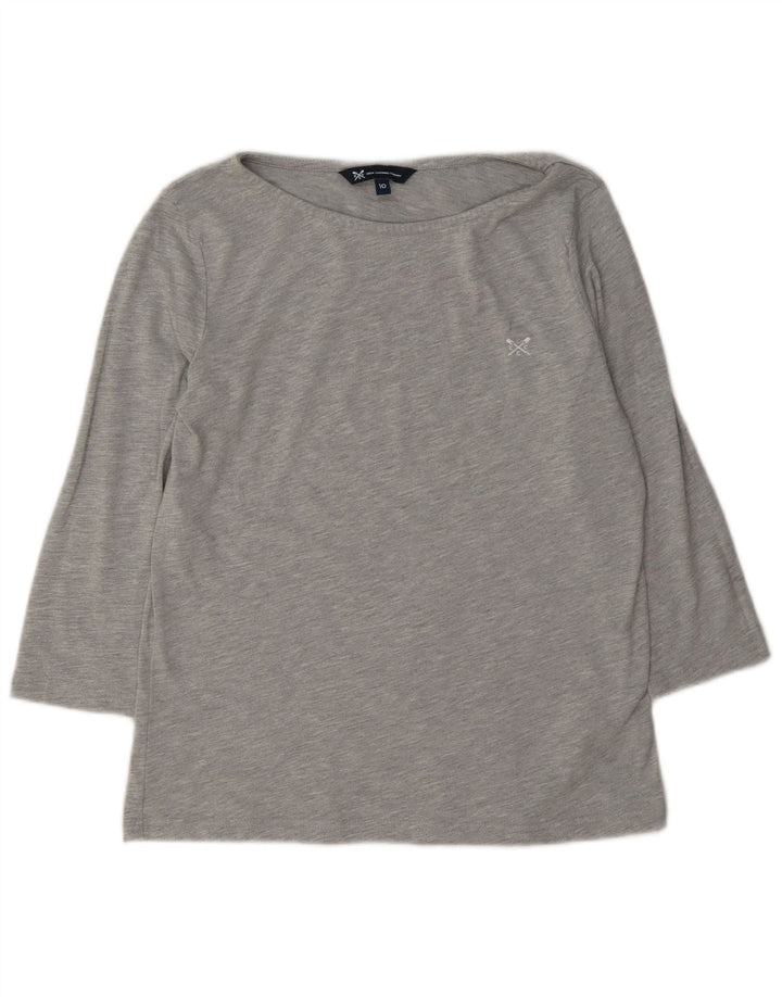 Crew Clothing Top da donna manica 3/4 UK 10 piccolo poliestere grigio