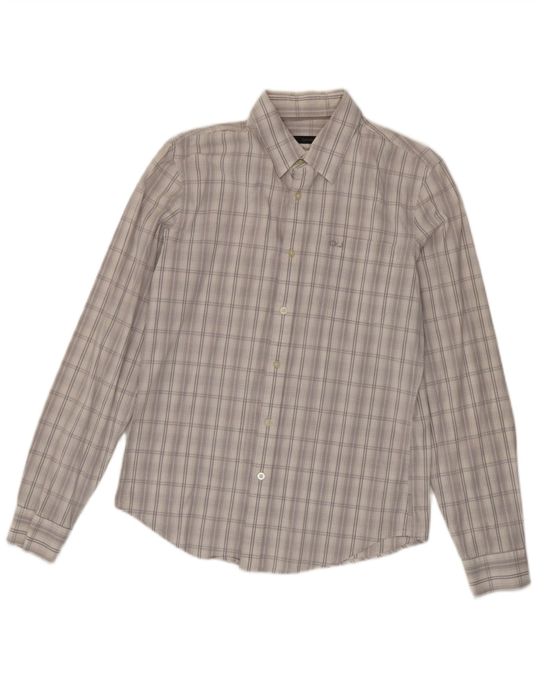 Camicia da uomo Calvin Klein Jeans in cotone a quadri grigio medio