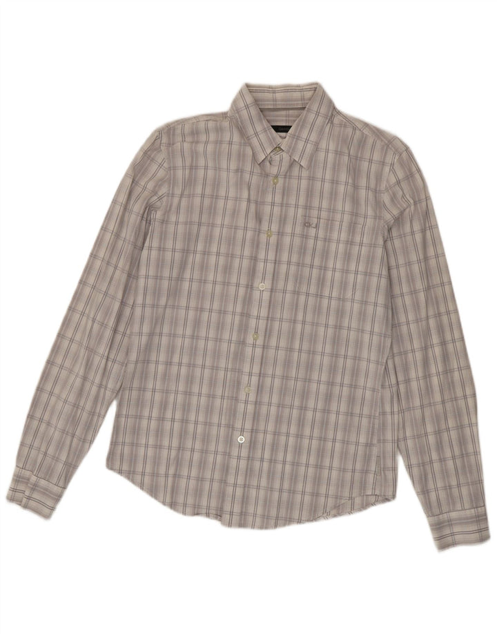 Camicia da uomo Calvin Klein Jeans in cotone a quadri grigio medio