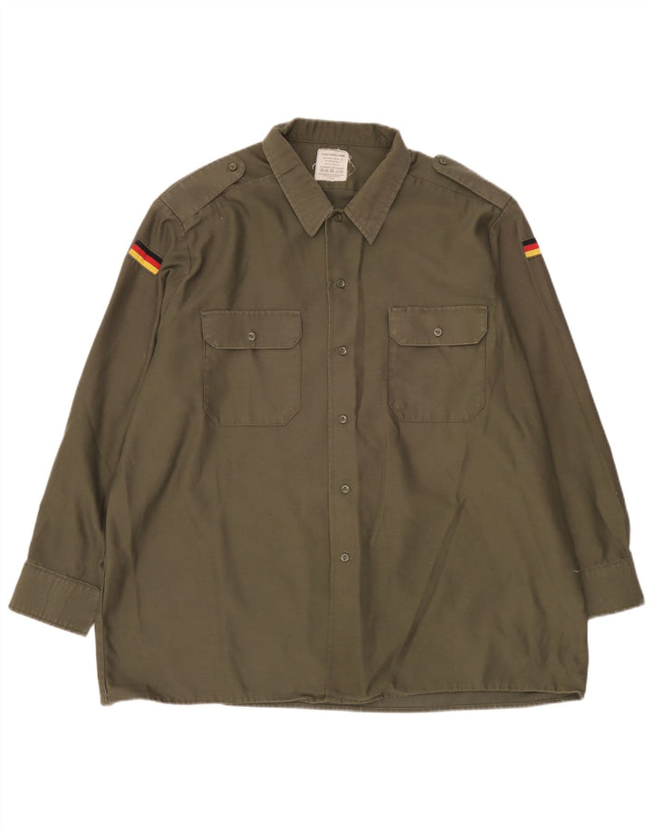 Camicia militare vintage da uomo 2XL in cotone kaki