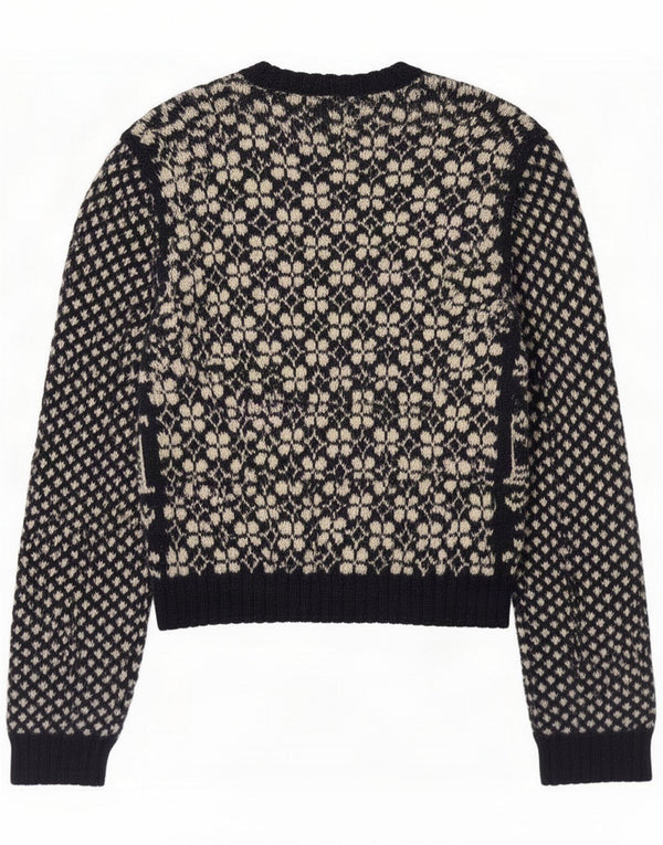 Maglione cardigan da donna vintage UK 14 Medio Blu Navy Fair Isle