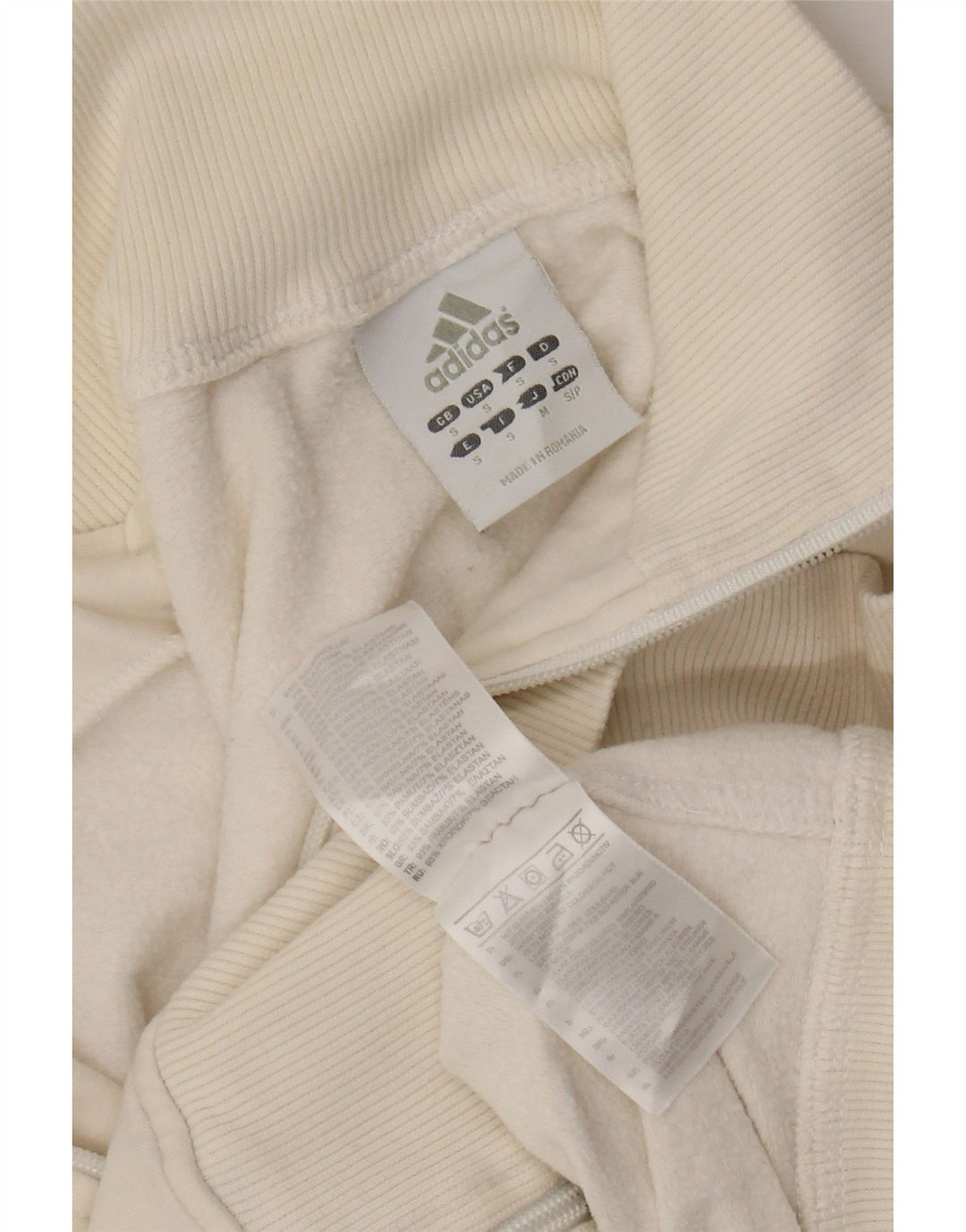 Giacca da ginnastica corta da donna ADIDAS UK 10 piccola in cotone bianco