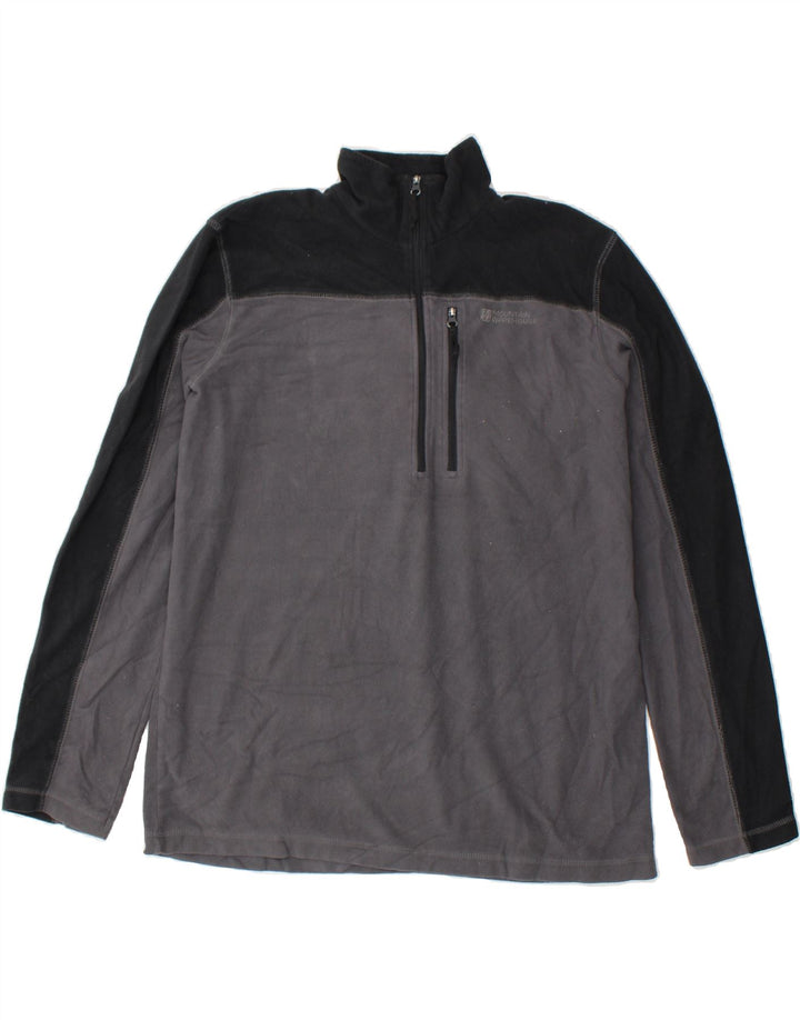 MOUNTAIN WAREHOUSE Mens Zip Neck Fleece Jumper Medium Grey Colourblock Vintage Mountain Warehouse and Second-Hand Mountain Warehouse from Messina Hembry 