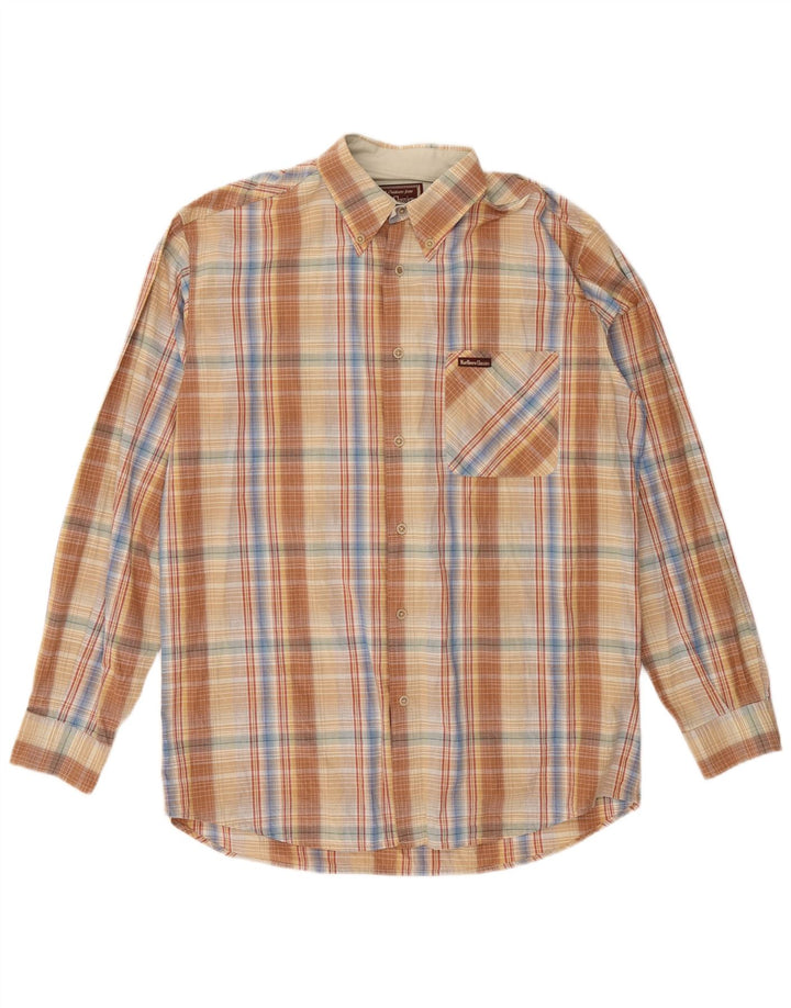 Camicia da uomo Marlboro Classics in cotone a quadri beige grande