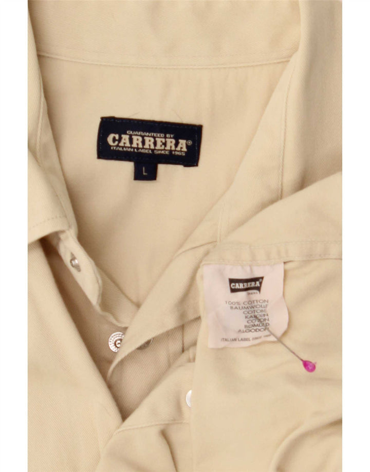 Carrera Camicia da uomo grande in cotone beige