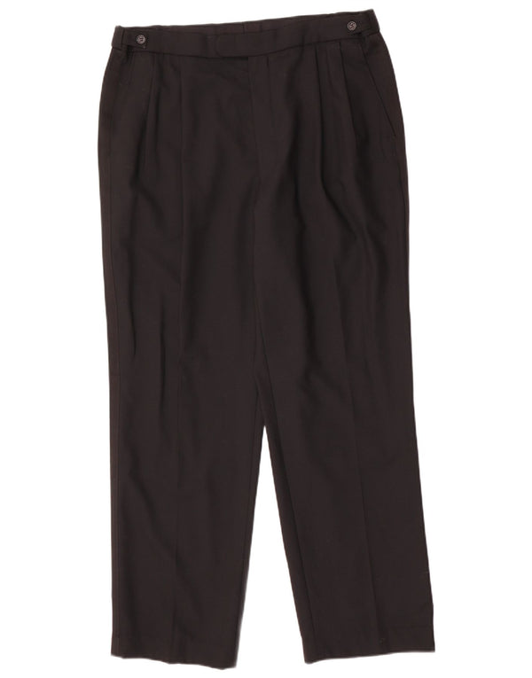 Pantaloni da abito con pegging da uomo Marks & Spencer W36 L31 lana nera