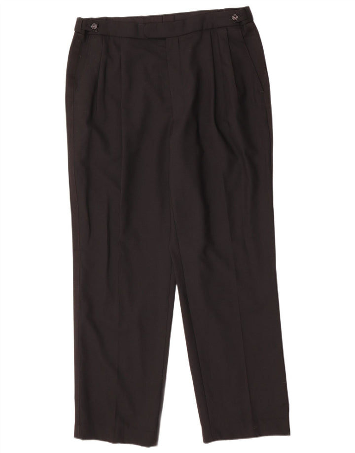 Pantaloni da abito con pegging da uomo Marks & Spencer W36 L31 lana nera