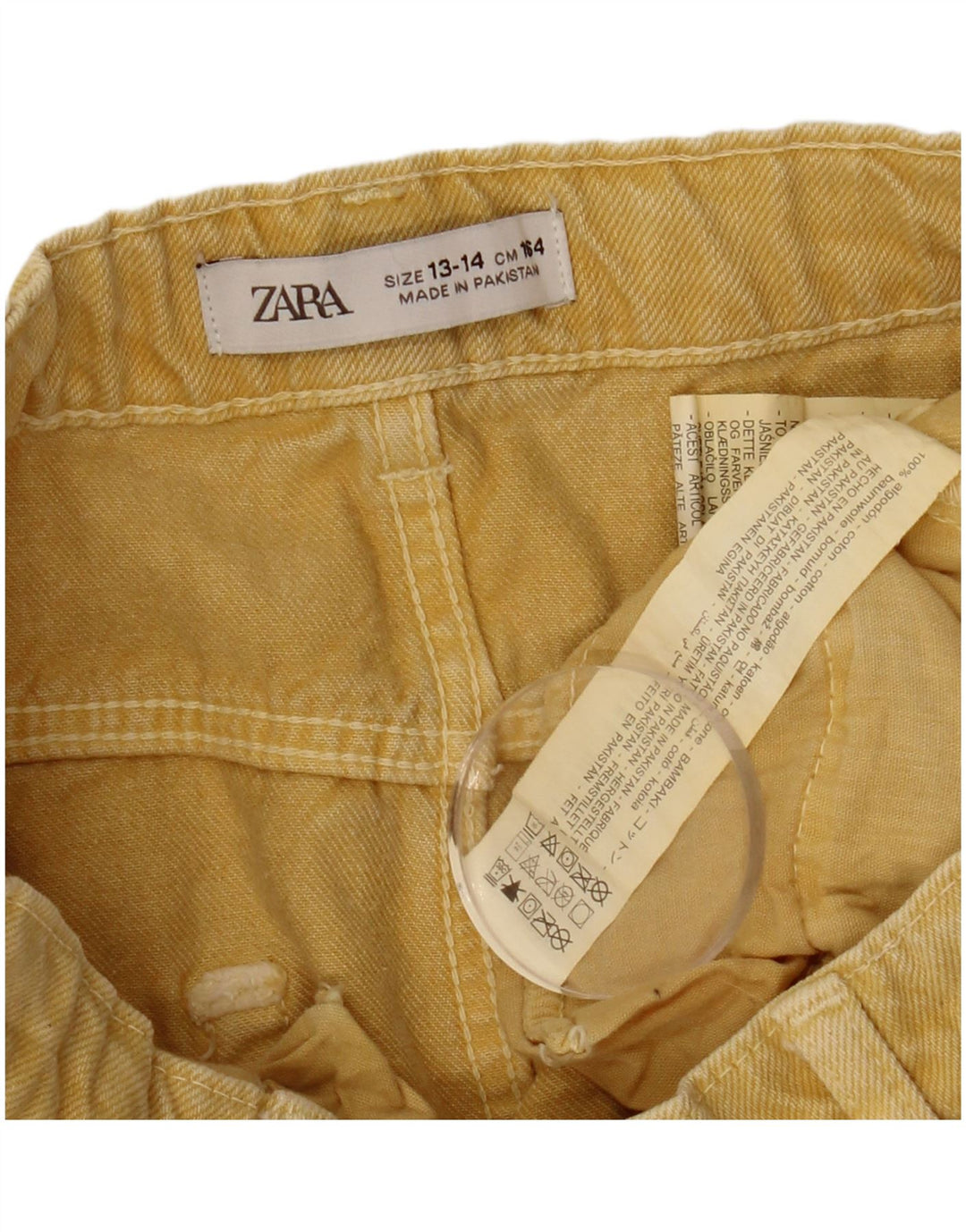 Gonna Jeans Bambina ZARA 13-14 Anni W26 Cotone Giallo