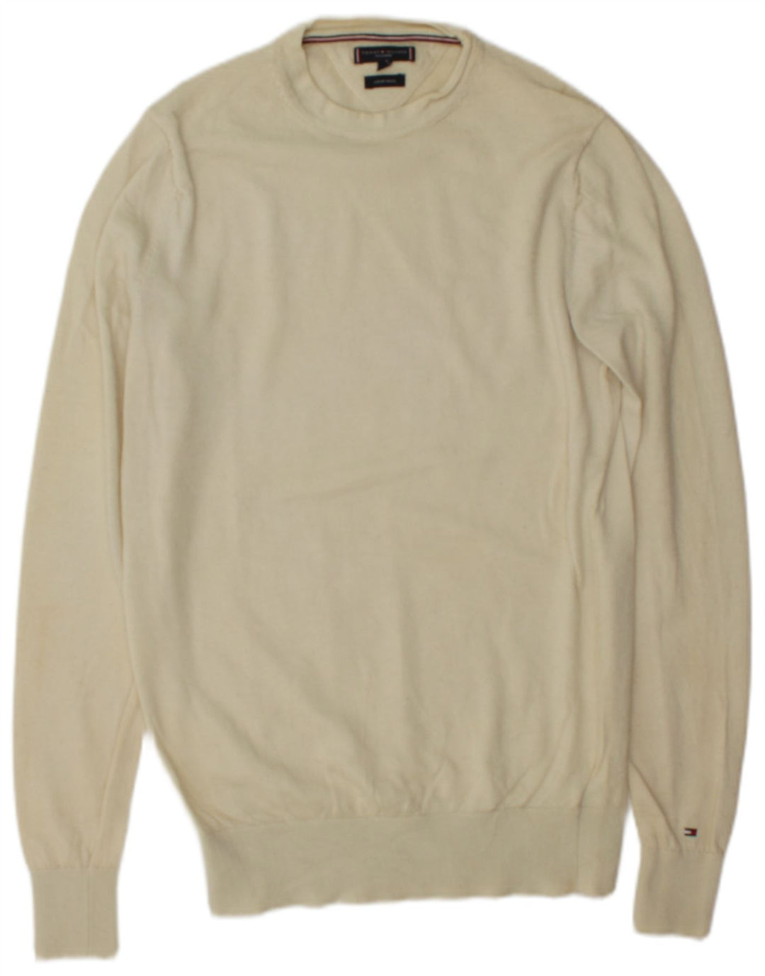 Maglione maglione girocollo da uomo su misura Tommy Hilfiger in lana bianco sporco medio
