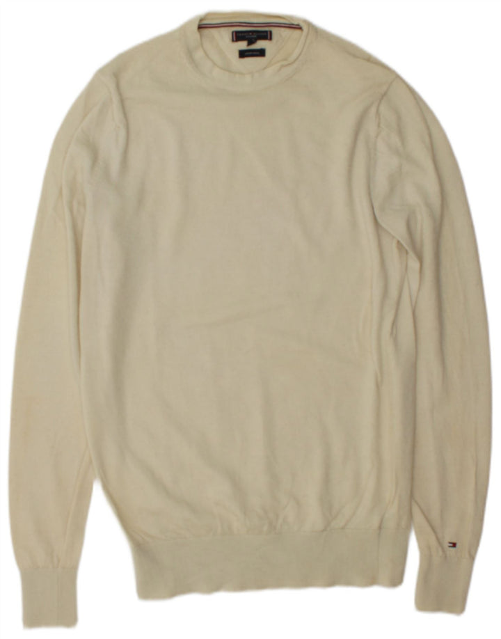 Maglione maglione girocollo da uomo su misura Tommy Hilfiger in lana bianco sporco medio