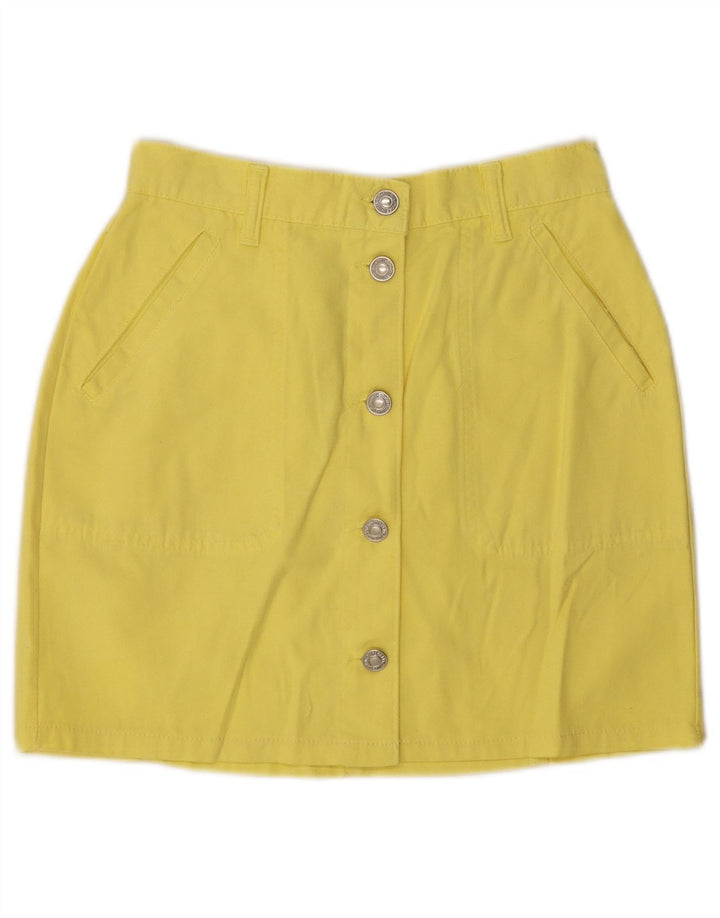 Minigonna Donna Benetton IT 40 Small W26 Cotone Giallo