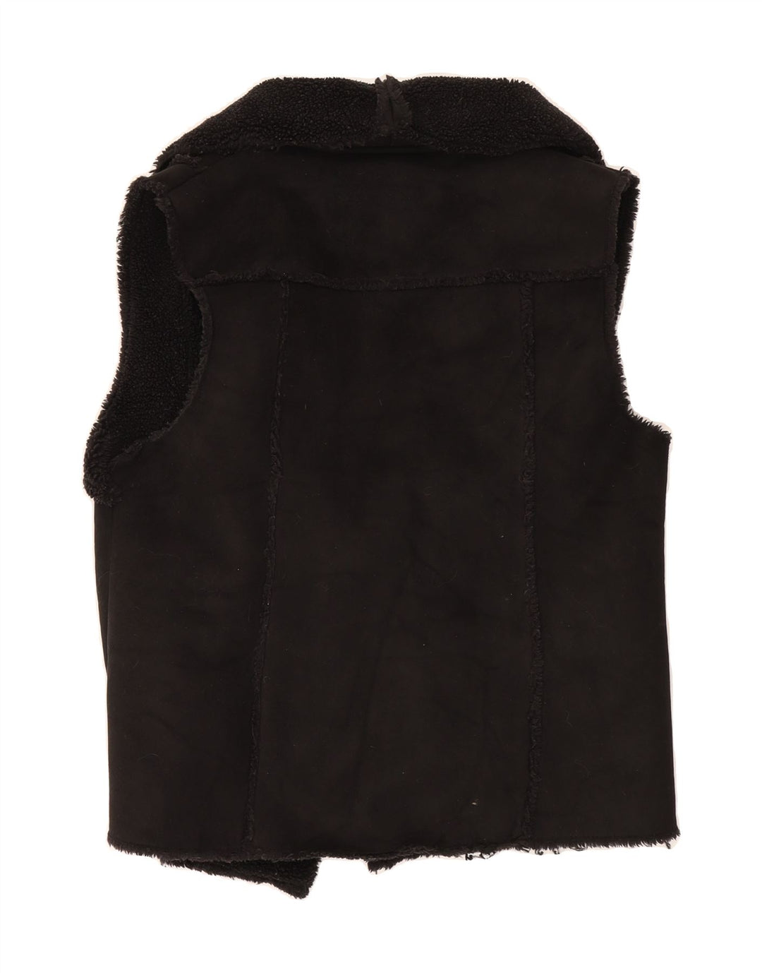 WHITE STUFF Womens Open Sherpa Gilet UK 14 Medium Black Polyester Vintage White Stuff and Second-Hand White Stuff from Messina Hembry 