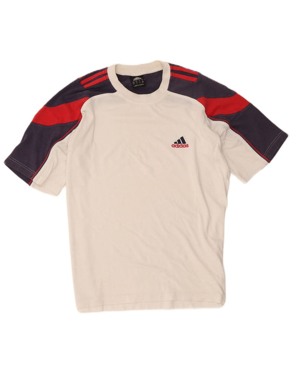 T-shirt da uomo ADIDAS Top UK 40/42 cotone color block bianco medio