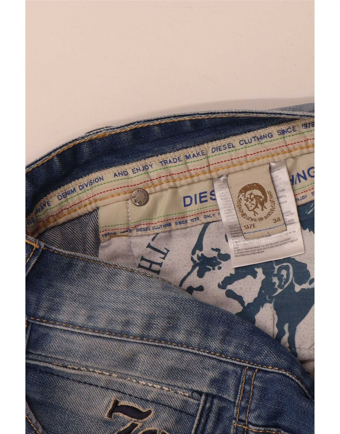 Jeans dritti da uomo Diesel W34 L32 Blu