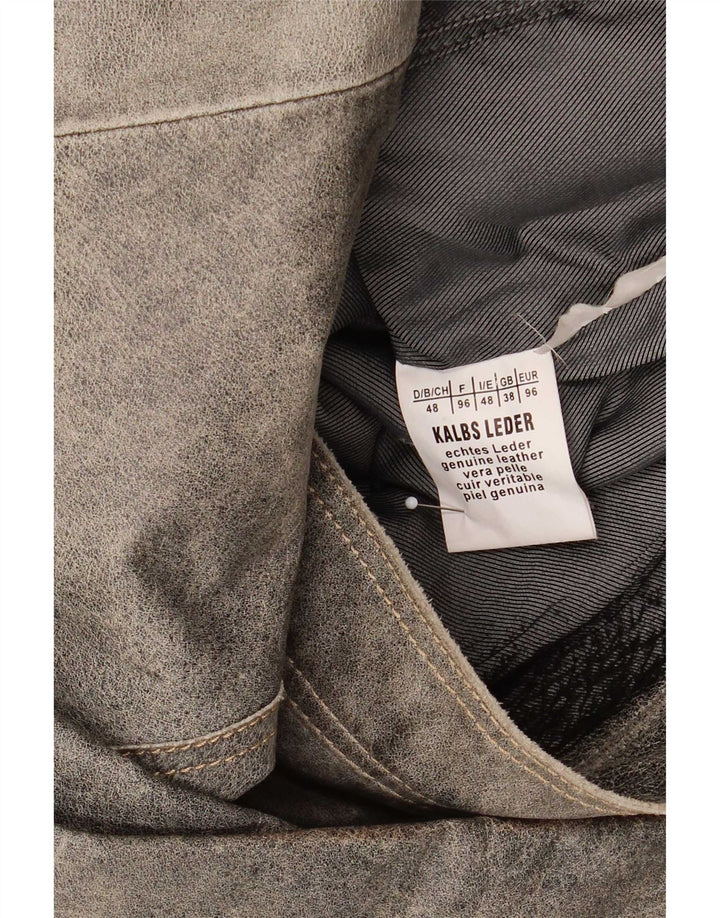 Giubbotto bomber in pelle da uomo vintage UK 38 Grigio medio