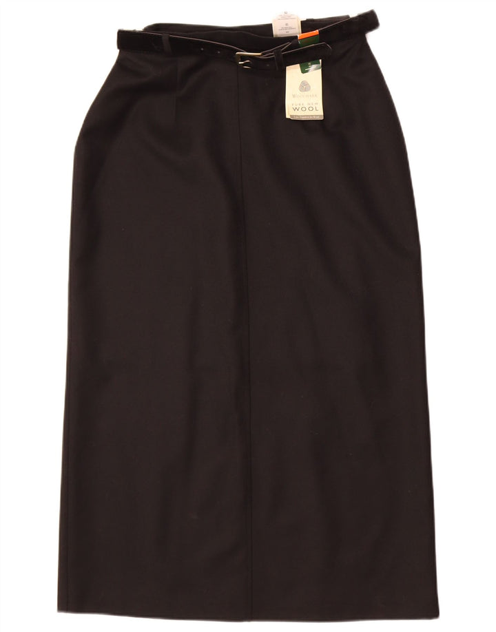 Gonna longuette da donna St. Bernard US 12 Large W30 lana nera