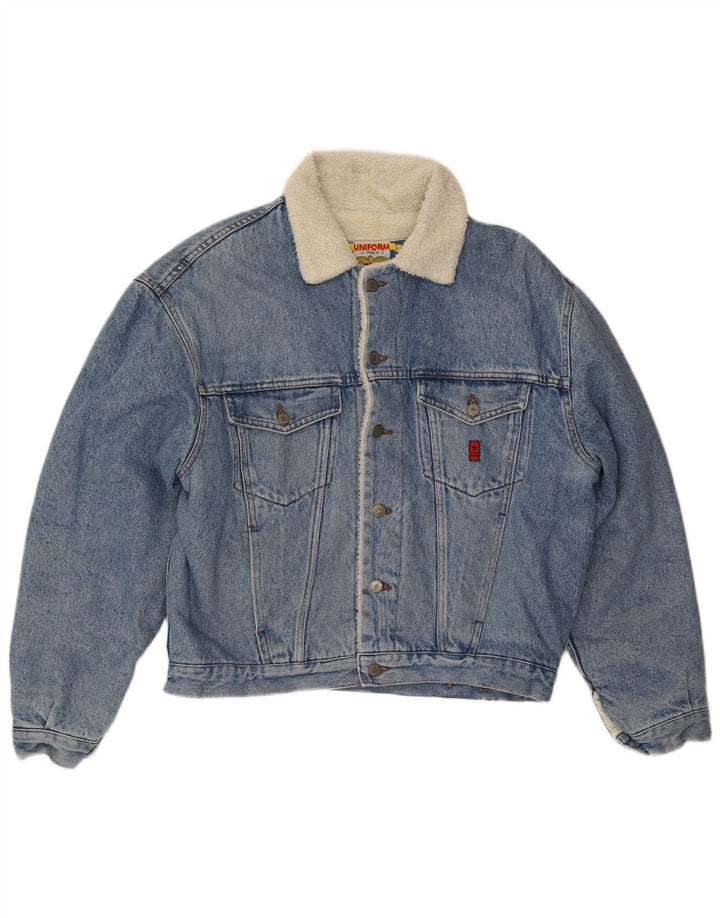 Giacca in denim vestibilità ampia Sherpa da uomo uniforme UK 38 Blu medio
