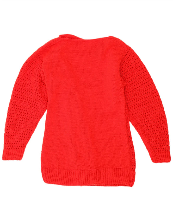 Maglione maglione vintage da uomo con scollo a barca UK 12 rosso medio