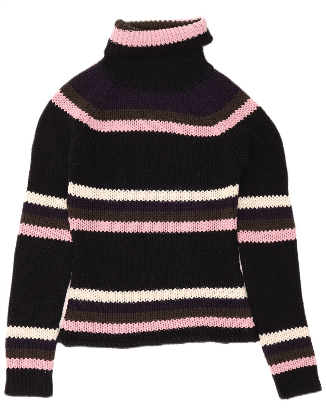 Madonna Maglione da donna con collo alto e maglione UK 12 Acrilico a righe nere medie