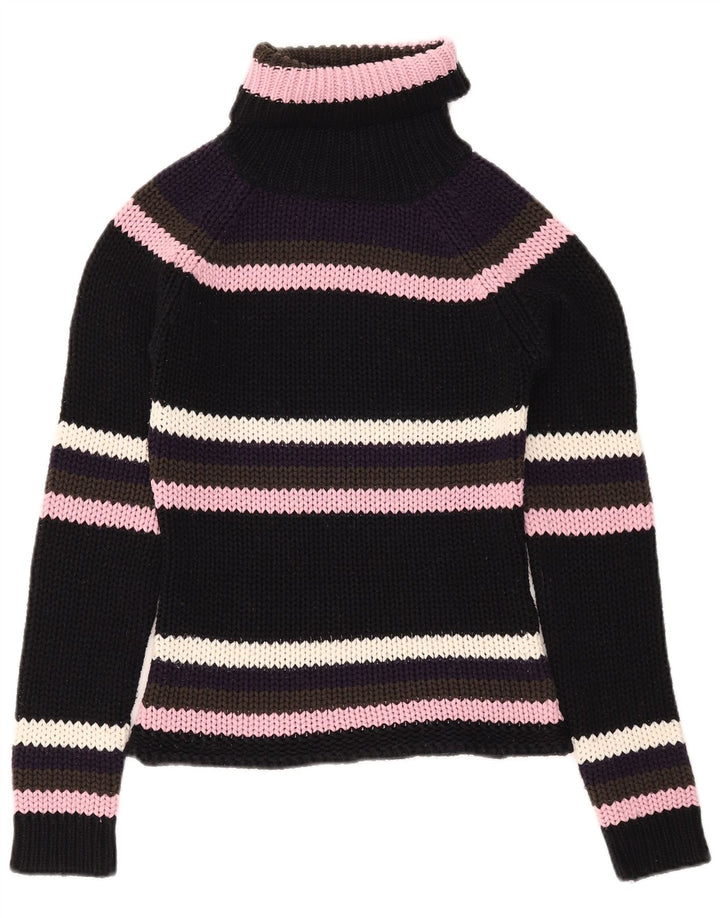 Madonna Maglione da donna con collo alto e maglione UK 12 Acrilico a righe nere medie