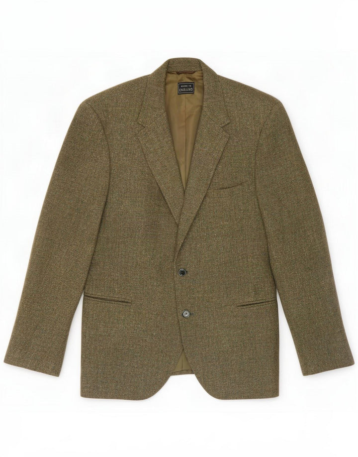 Harris Tweed Giacca blazer da uomo a 2 bottoni UK 38 Lana screziata verde medio