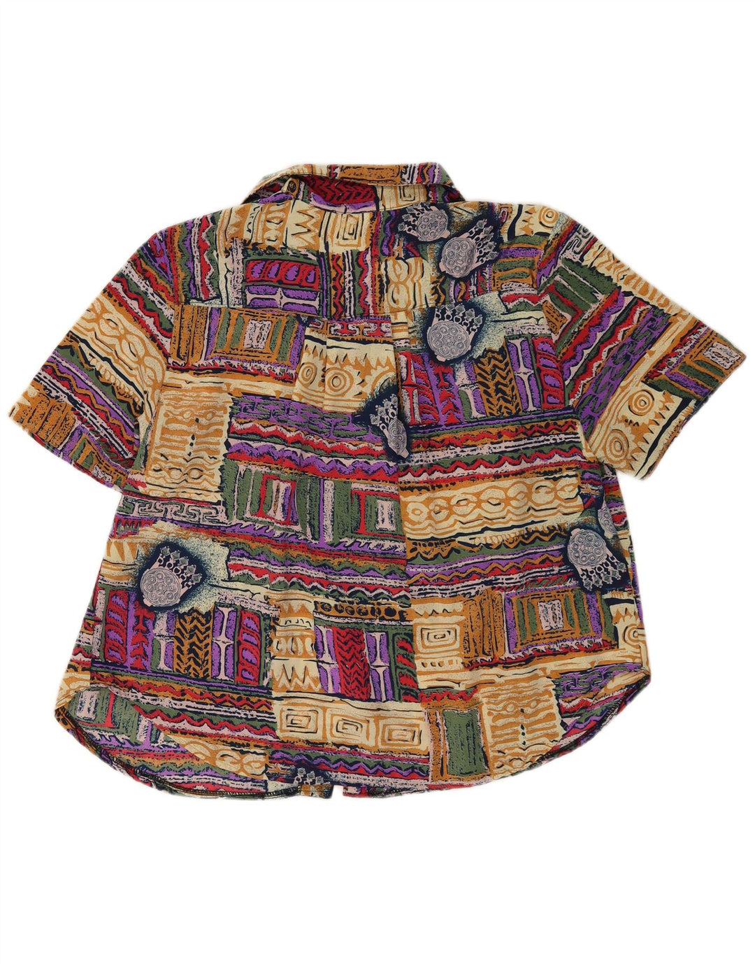 Camicetta camicia vintage da donna con motivo astratto UK 20 2XL multicolore