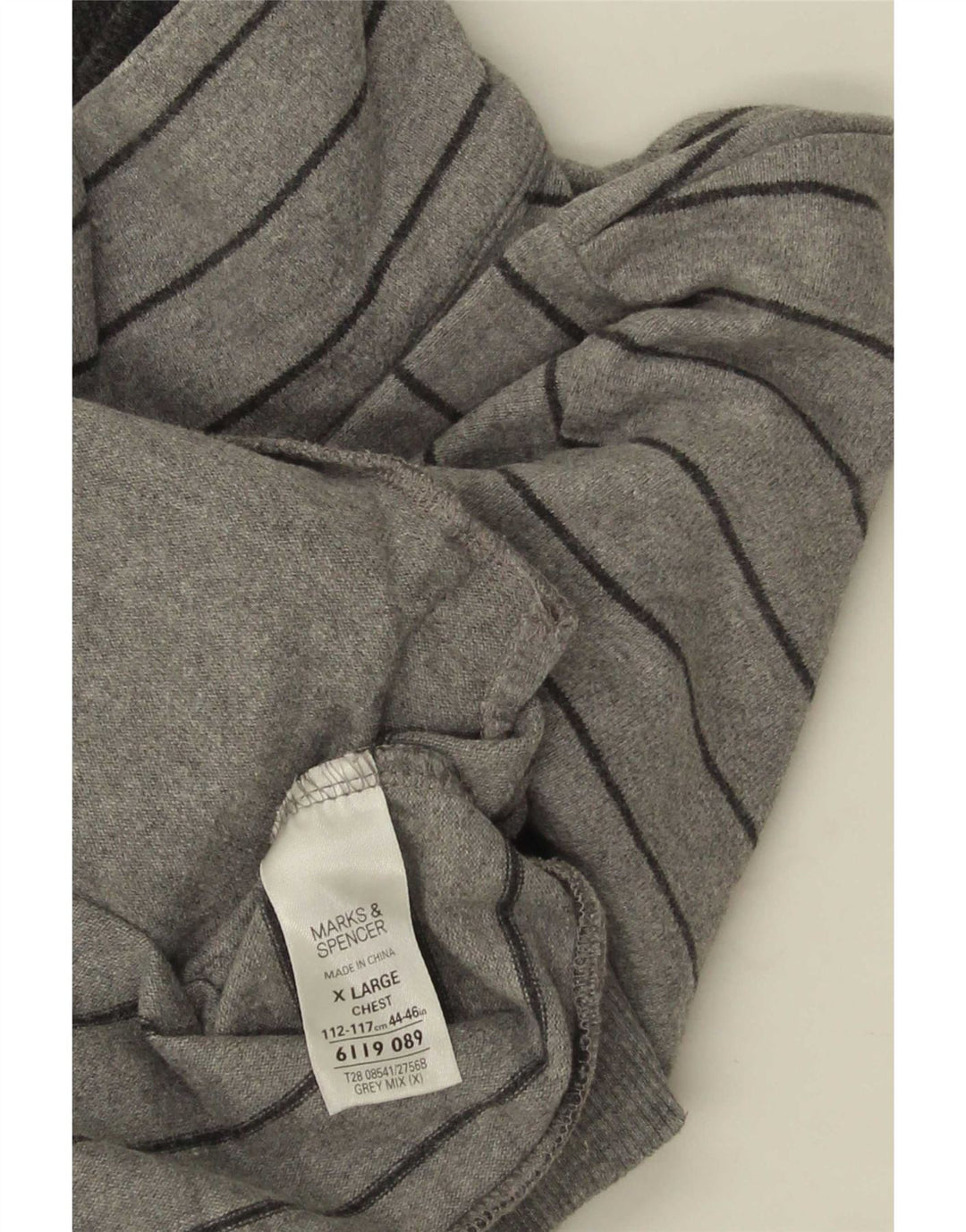 Maglione da uomo Marks & Spencer con bottoni e collo XL in cotone a righe grigie