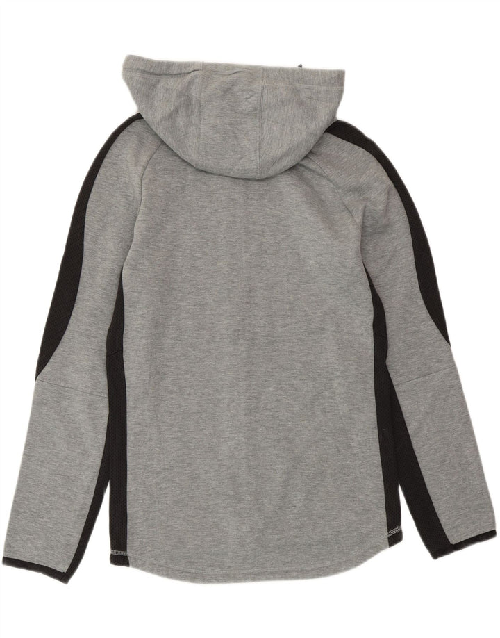 Felpa con cappuccio e zip da uomo PUMA piccola in cotone color block grigio