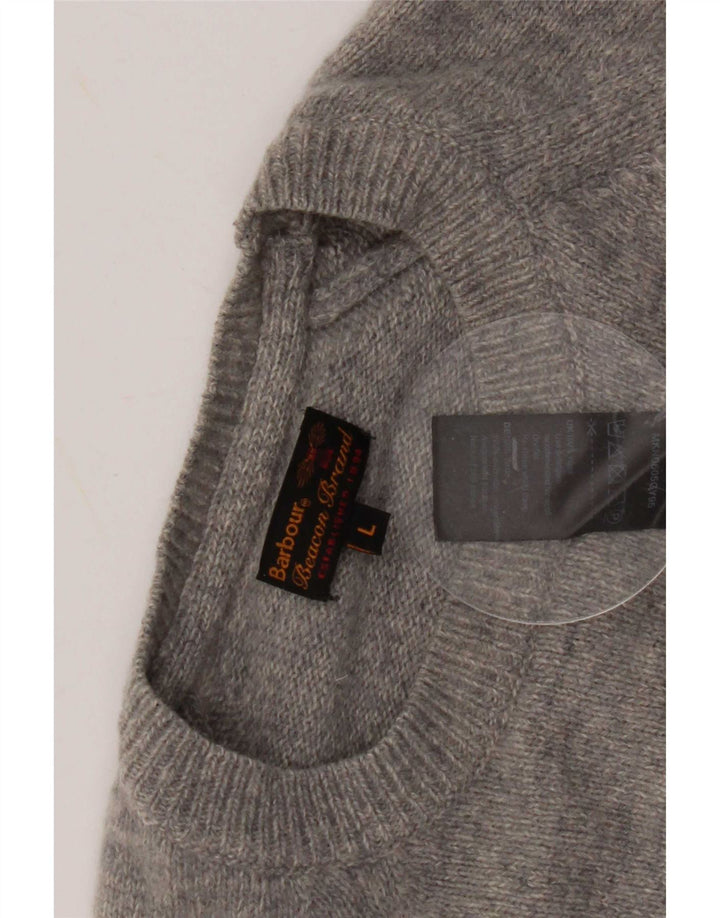 Barbour Uomo Maglione con scollo a barca Maglione grande in lana grigia