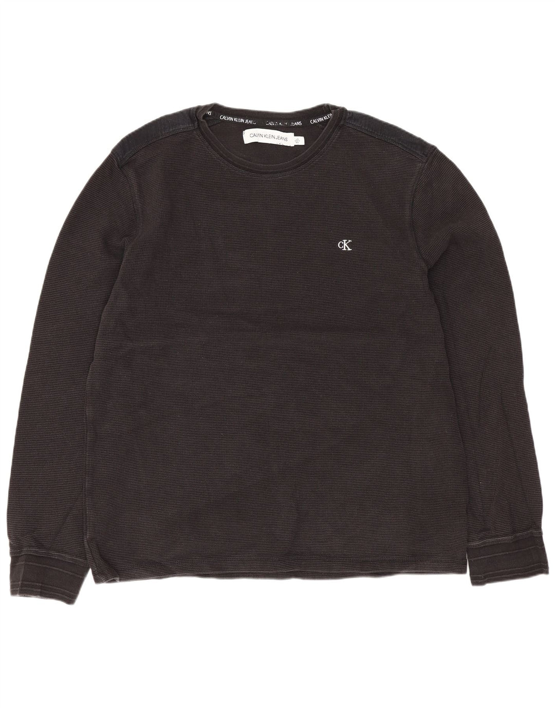 Calvin Klein Jeans Top da uomo a manica lunga grande in cotone nero
