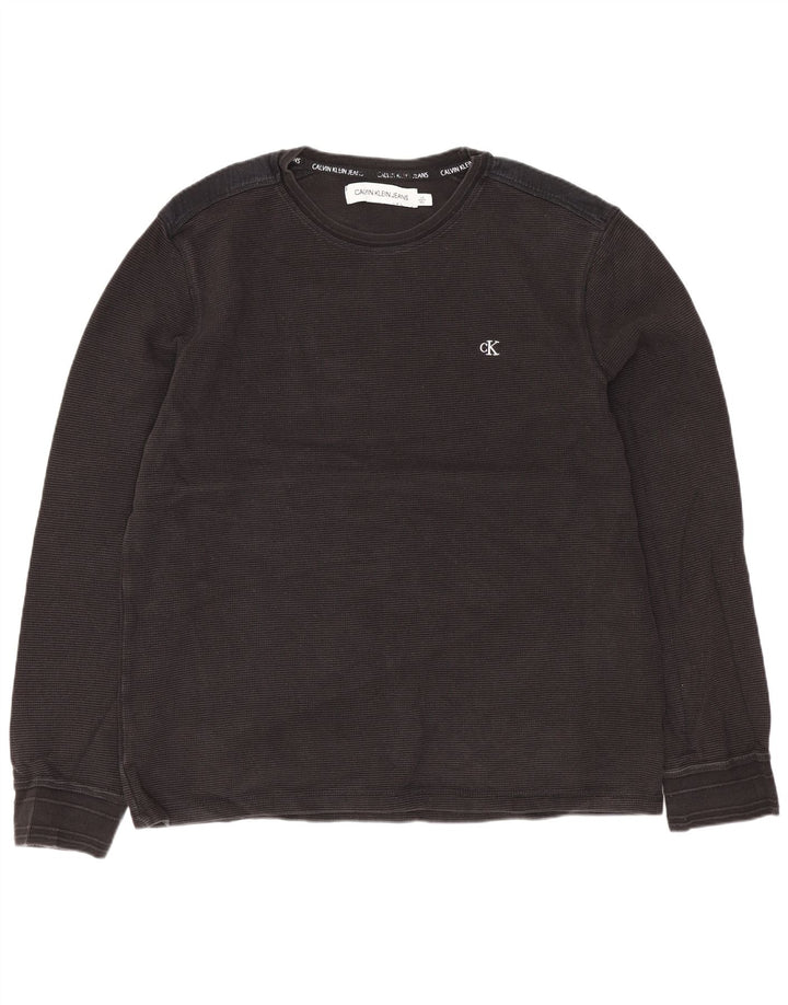 Calvin Klein Jeans Top da uomo a manica lunga grande in cotone nero