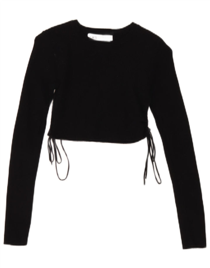 Top corto da donna Zara a maniche lunghe UK 8 piccolo nero