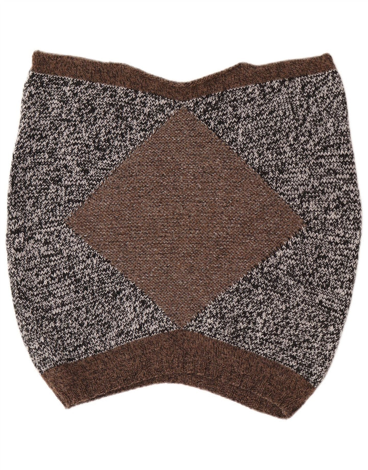 Maglione vintage da donna a maniche corte con collo a bottoni UK 14 Grigio medio