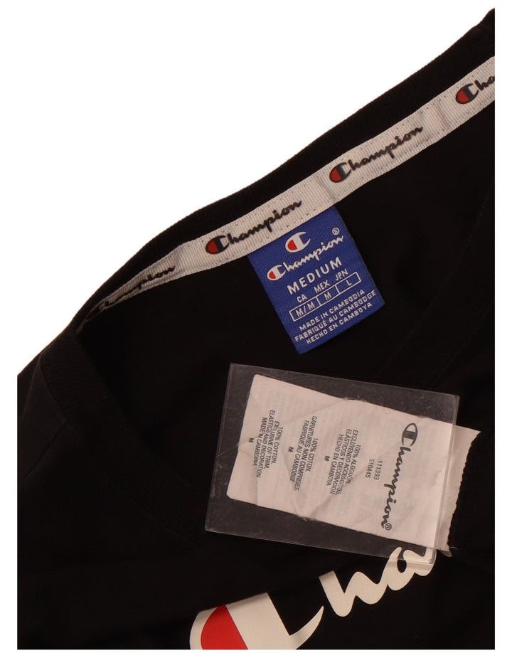 T-shirt grafica da donna CHAMPION Top UK 12 cotone nero medio