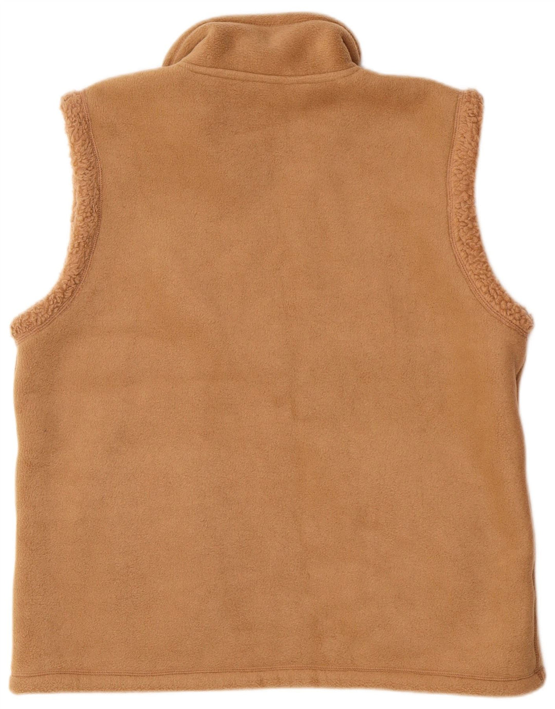 Gilet reversibile in pile da uomo vintage UK 38 Poliestere beige medio