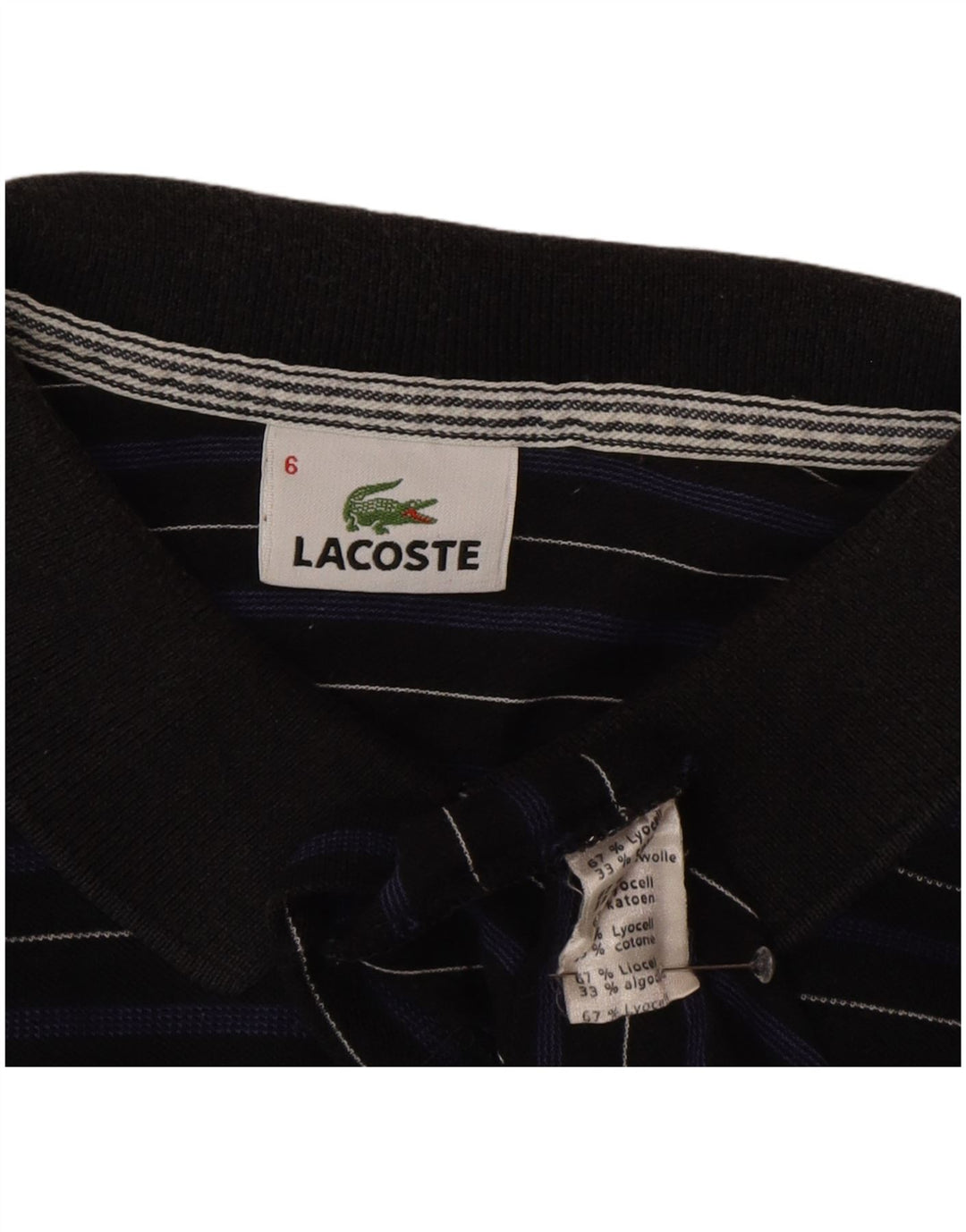 Polo da uomo Lacoste taglia 6 XL in Lyocell a righe blu navy