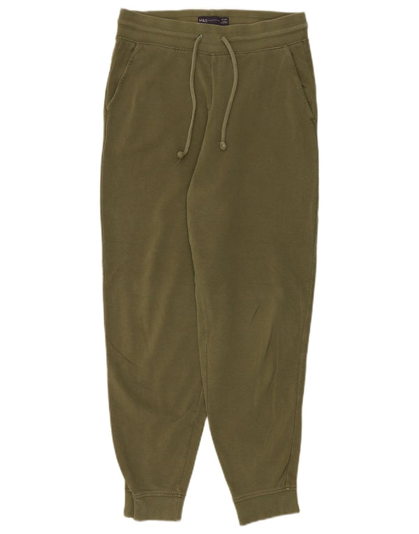 MARKS & SPENCER Pantaloni da tuta da donna Joggers UK 10 Small Cotone kaki