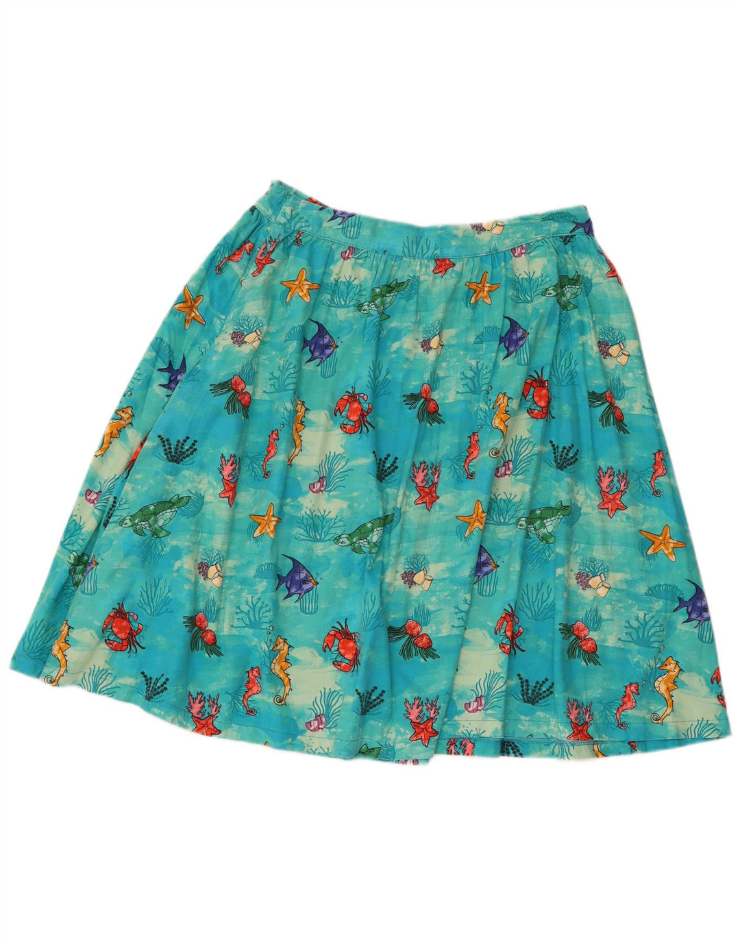 Gonna svasata da donna con motivo astratto Lindy Bop UK 12 media W30 cotone blu