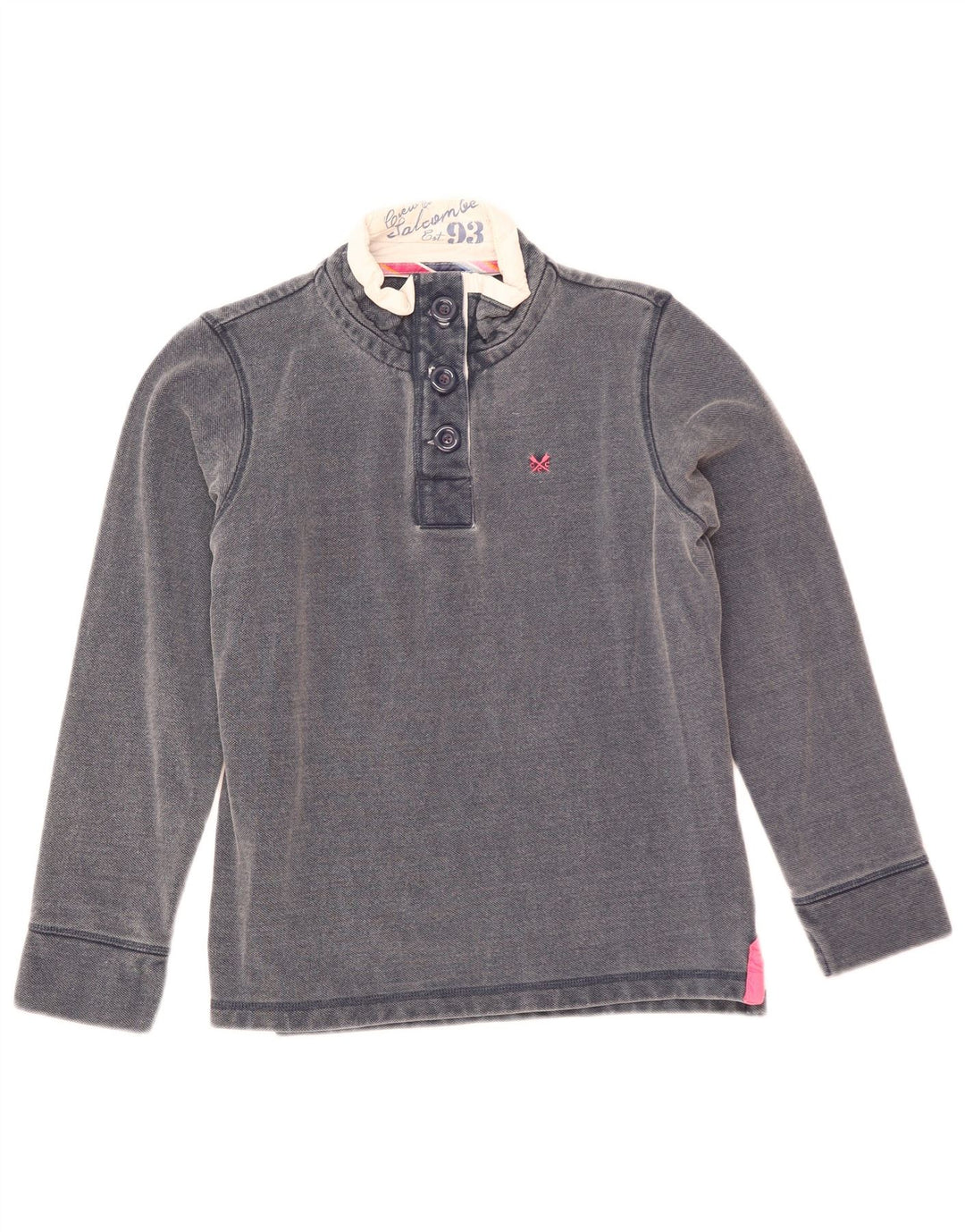 Crew Clothing Felpa da donna con collo abbottonato Maglione UK 10 Small Blu navy