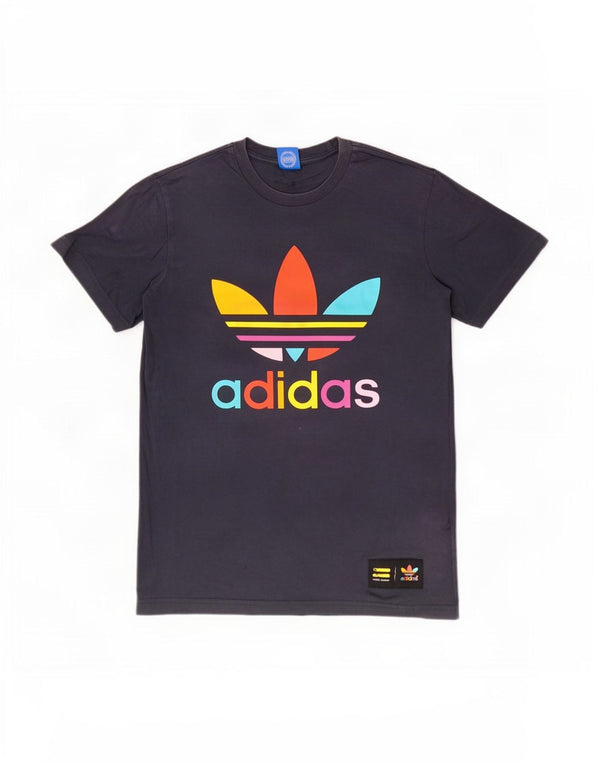 T-shirt grafica da donna Adidas Top UK 12 medio blu navy in cotone