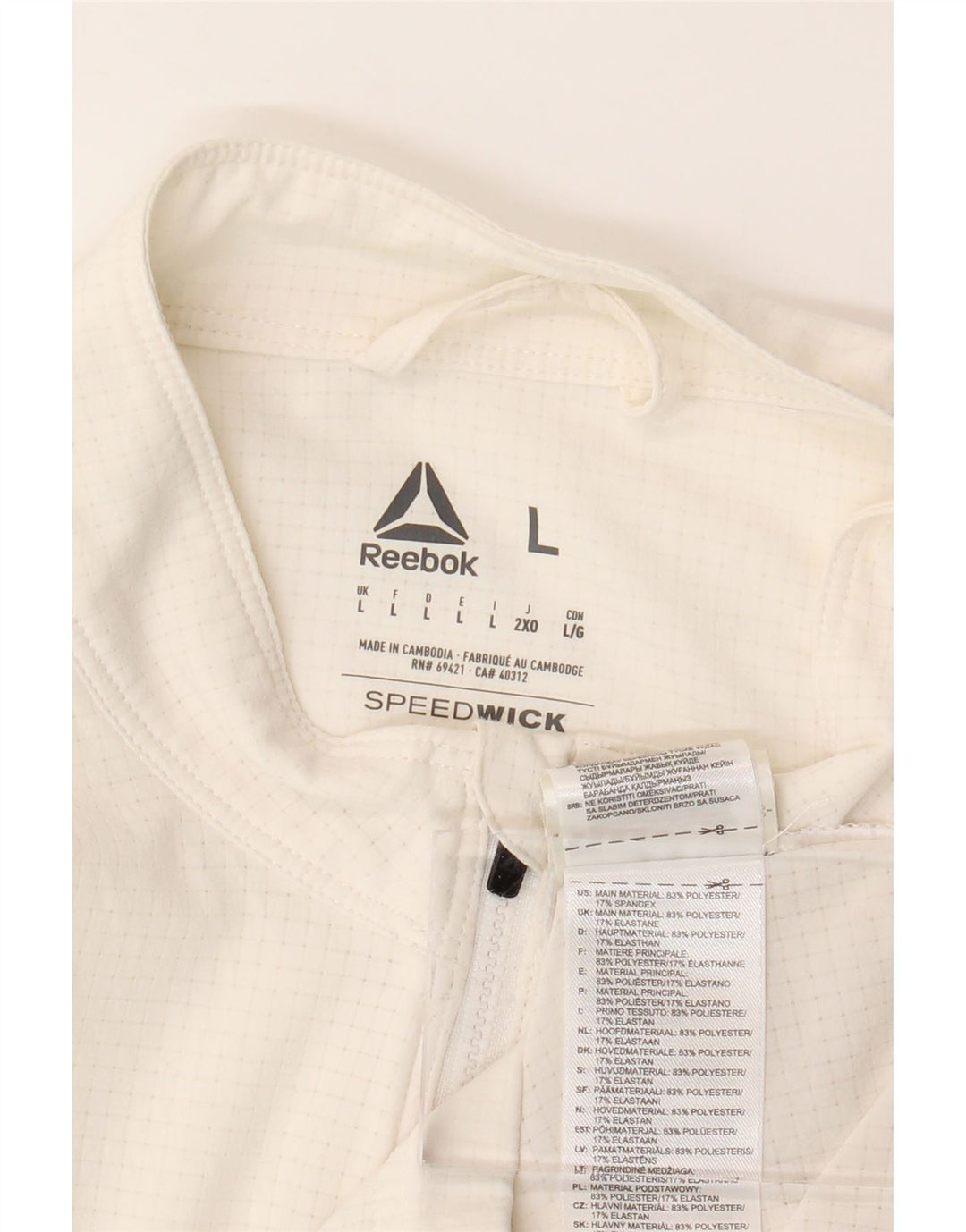 REEBOK Giacca da tuta da uomo grande in poliestere a quadri bianchi