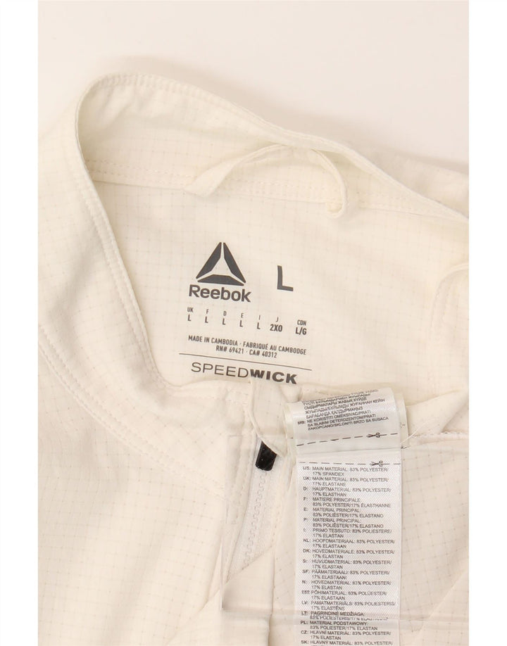 REEBOK Giacca da tuta da uomo grande in poliestere a quadri bianchi