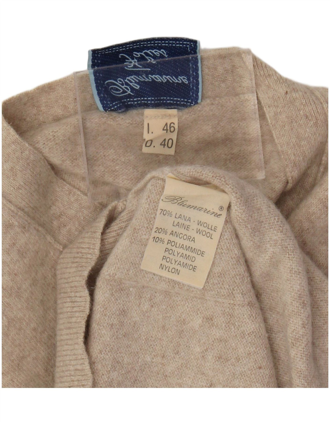 Maglione Cardigan Senza Maniche Donna BLUMARINE IT 46 Large Beige Lana