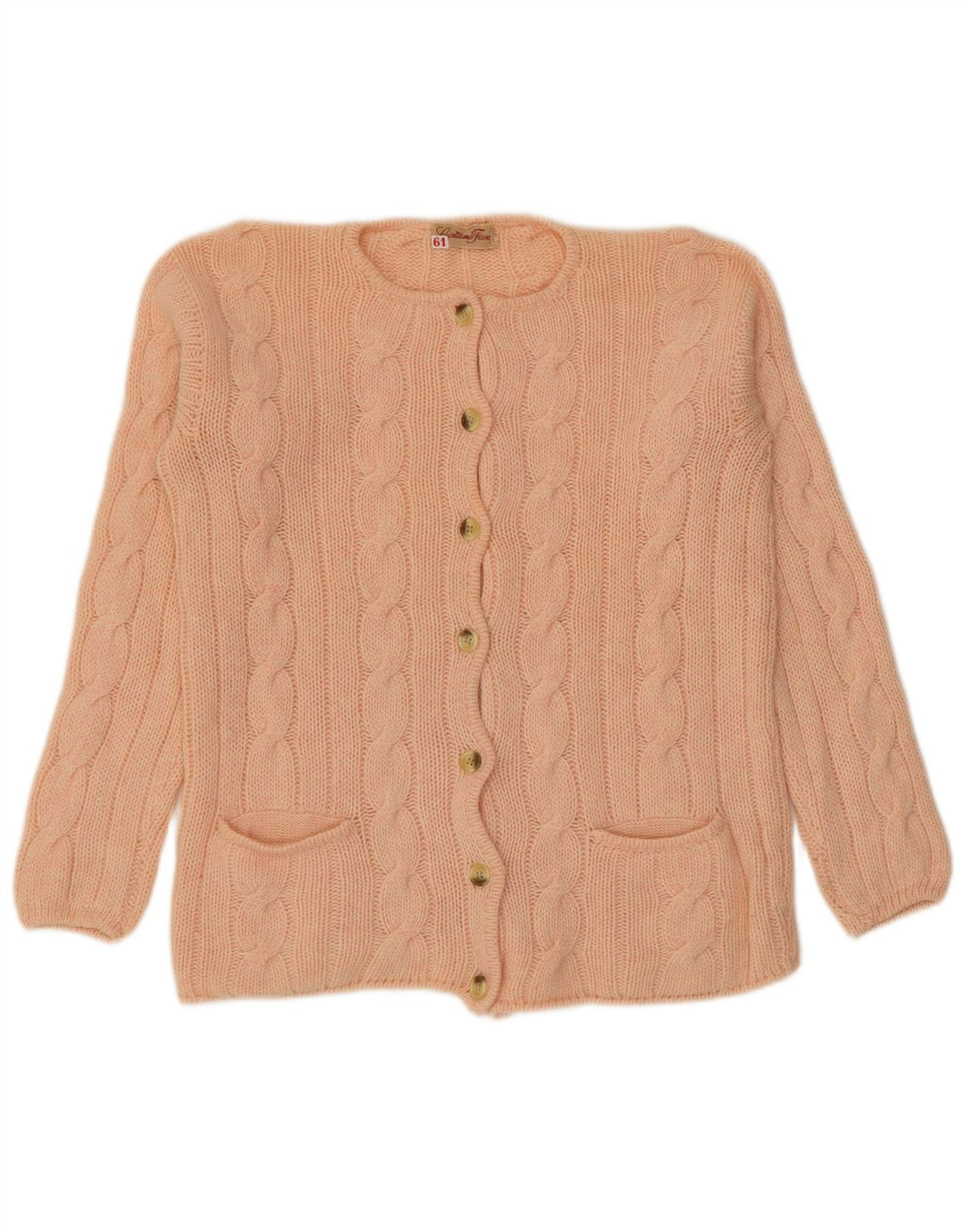 Maglione cardigan da donna vintage UK 14 rosa medio