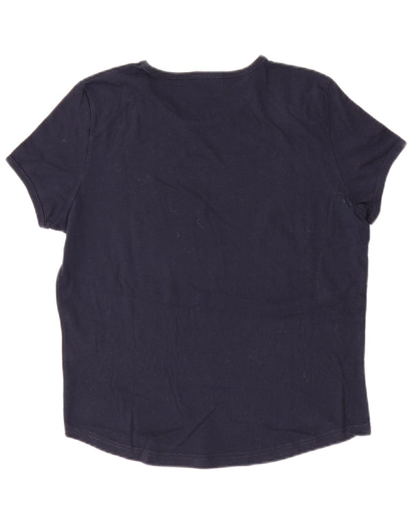 T-shirt grafica da donna Champion Top UK 14 Large in cotone blu navy