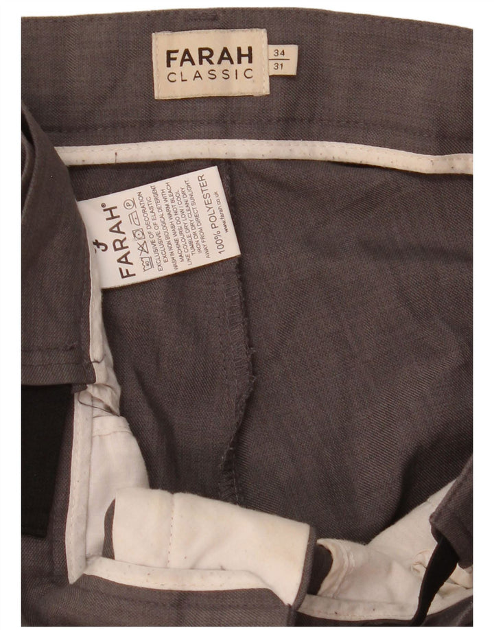 Pantaloni chino regolari da uomo Farah W34 L31 poliestere grigio