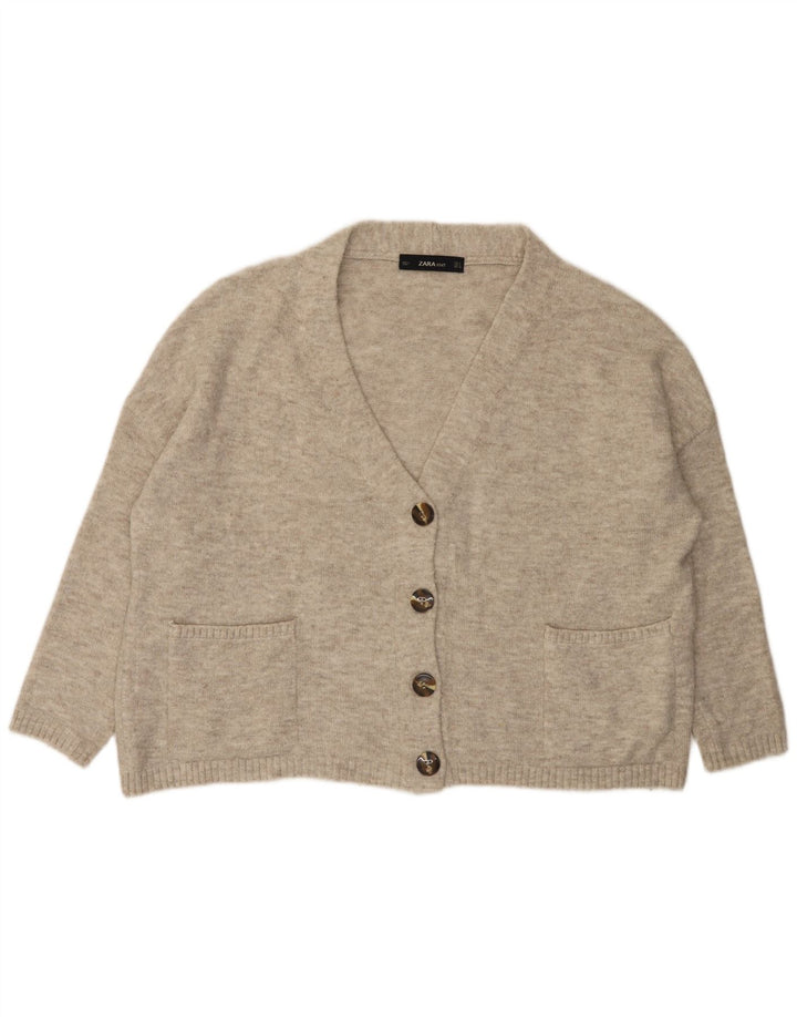 Maglione cardigan oversize da donna Zara UK 10 piccolo grigio screziato