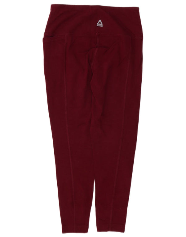 Leggings corti da donna REEBOK UK 10 piccoli in cotone bordeaux
