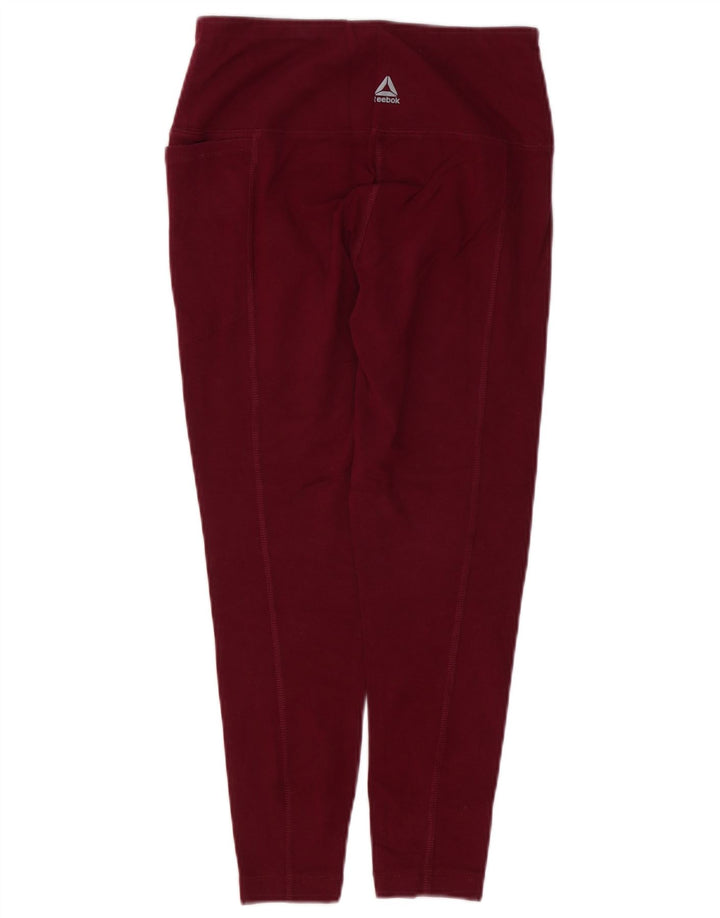 Leggings corti da donna REEBOK UK 10 piccoli in cotone bordeaux